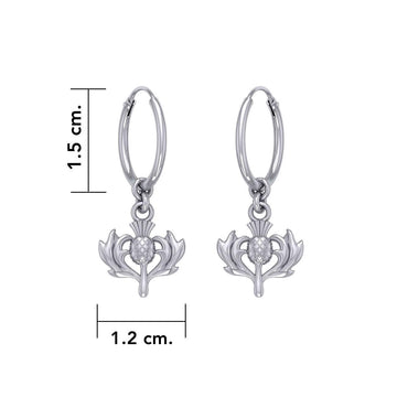 A beautiful glory of Scotland ~ Sterling Silver Jewelry Scottish Thistle Hoop Earrings TER2090 - Jewelry